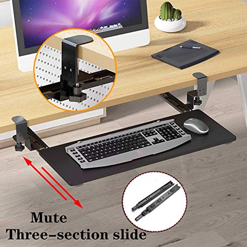 Verstellbare Tastatur und Maus, Schiebe-Schreibtisch-Design mit platzsparendem Clip für Komfort und Effizienz. Perfekt für Home Office und Gaming Bild 5