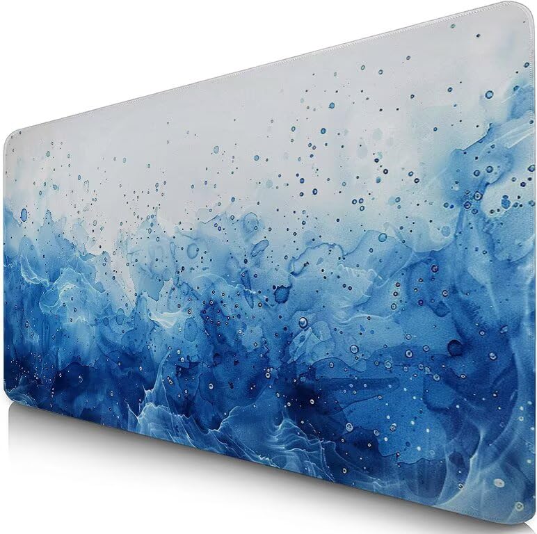 Schreibtischunterlage Blau Mauspad XXL 150x80cm Mousepad Abstrakt Gaming Mauspad mit Nicht rutschender Unterlage, Vernähte Kanten WassXerdicht Anti-Rutsch Maus Pad für PC, Office Geschenke F0-638 Bild 1