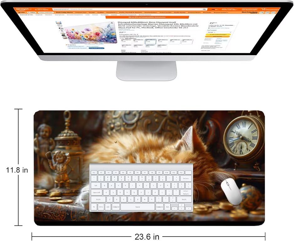 Schreibtischunterlage Orange Mauspad XXL 150x80cm Mousepad Tier Gaming Mauspad mit Nicht rutschender Unterlage, Vernähte Kanten WassXerdicht Anti-Rutsch Maus Pad für Laptop, Office Geschenke F0-653 Bild 2