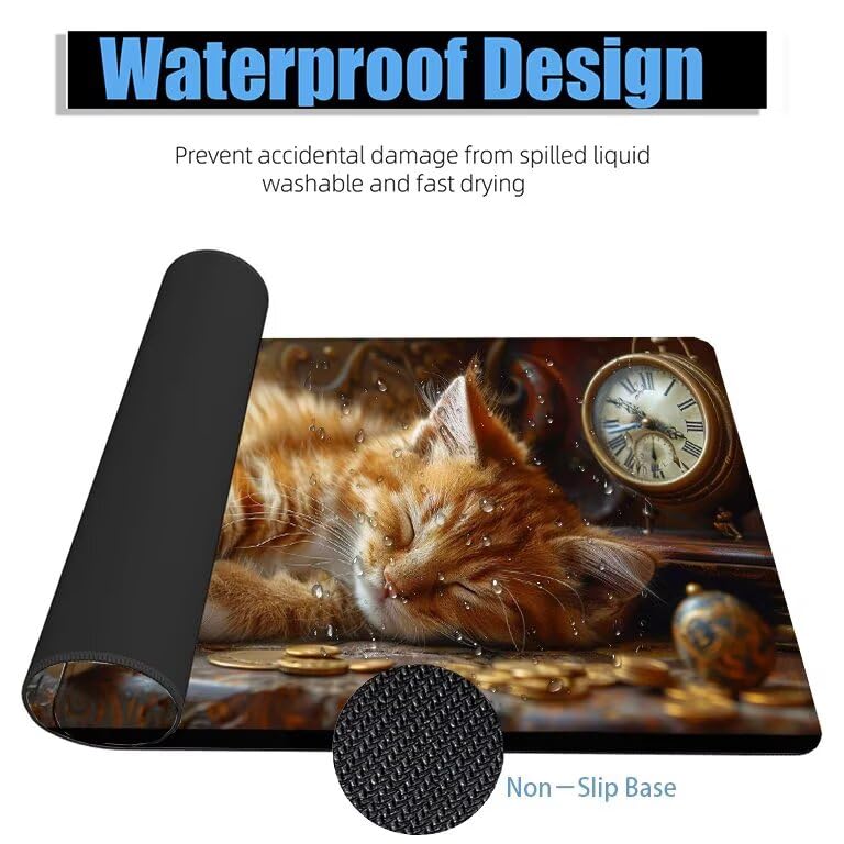 Schreibtischunterlage Orange Mauspad XXL 150x80cm Mousepad Tier Gaming Mauspad mit Nicht rutschender Unterlage, Vernähte Kanten WassXerdicht Anti-Rutsch Maus Pad für Laptop, Office Geschenke F0-653 Bild 4