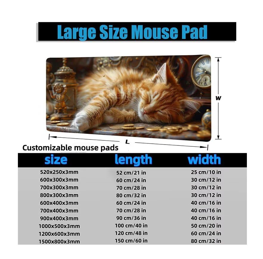Schreibtischunterlage Orange Mauspad XXL 150x80cm Mousepad Tier Gaming Mauspad mit Nicht rutschender Unterlage, Vernähte Kanten WassXerdicht Anti-Rutsch Maus Pad für Laptop, Office Geschenke F0-653 Bild 6