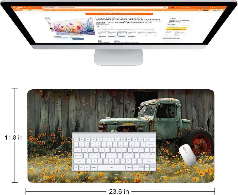 Schreibtischunterlage Bauernhof Mauspad XXL 150x80cm Mousepad Herrenhaus Gaming Mauspad mit Nicht rutschender Unterlage, Vernähte Kanten WassXerdicht Anti-Rutsch Maus Pad für MacBook, Office F0-632 Bild 2