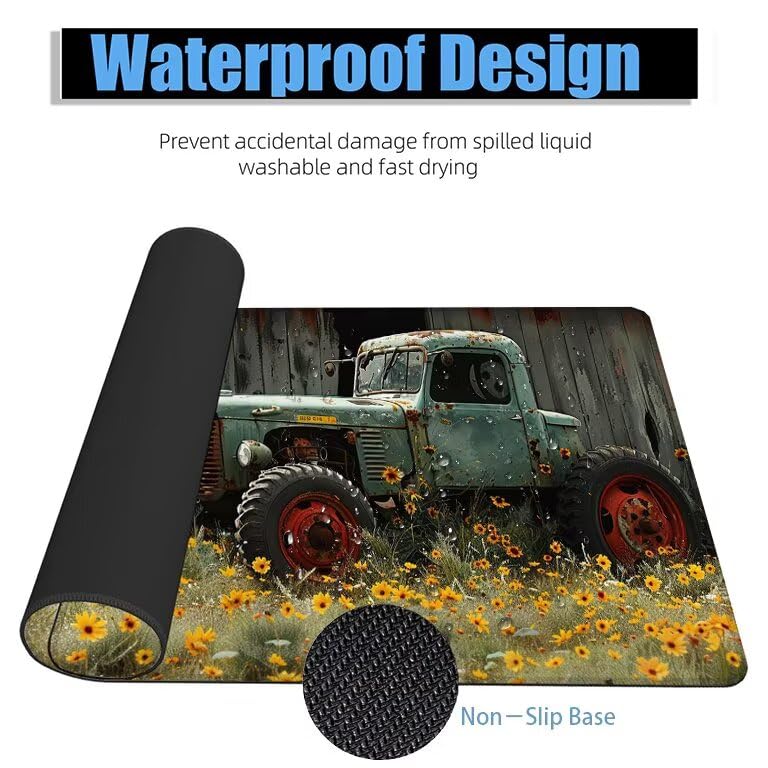 Schreibtischunterlage Bauernhof Mauspad XXL 150x80cm Mousepad Herrenhaus Gaming Mauspad mit Nicht rutschender Unterlage, Vernähte Kanten WassXerdicht Anti-Rutsch Maus Pad für MacBook, Office F0-632 Bild 4