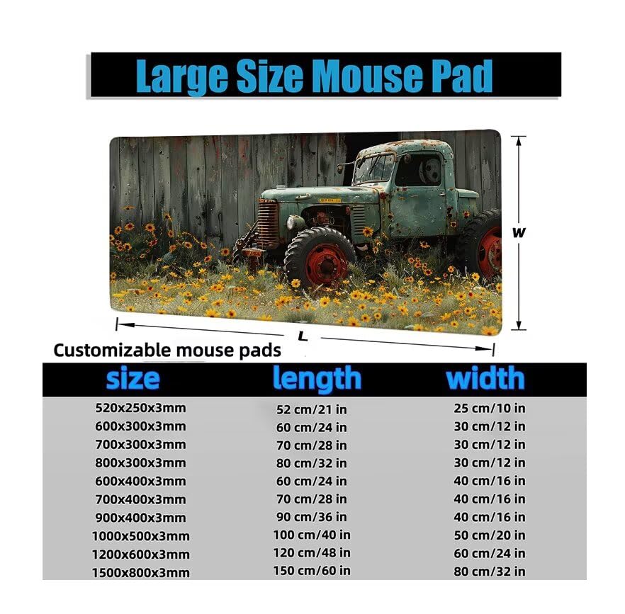 Schreibtischunterlage Bauernhof Mauspad XXL 150x80cm Mousepad Herrenhaus Gaming Mauspad mit Nicht rutschender Unterlage, Vernähte Kanten WassXerdicht Anti-Rutsch Maus Pad für MacBook, Office F0-632 Bild 6