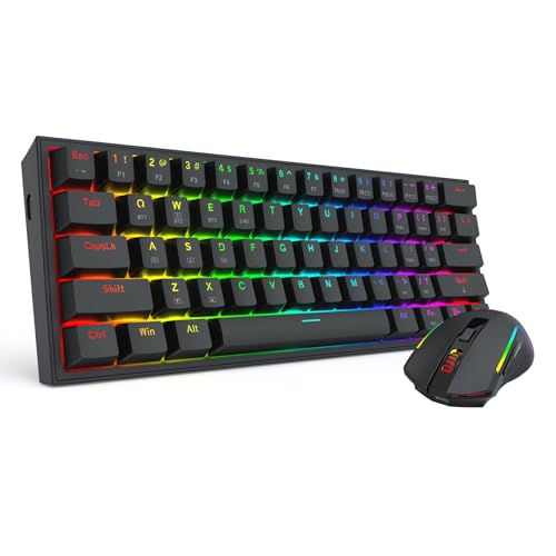 Redragon S144 Gaming Tastatur & Maus Combo, 60% K617 Tri-Mode Wireless RGB Mechanische Tastatur und 7200 DPI Wireless Gaming Maus Bundle, praktischer Geteilte Dongle Bild 3