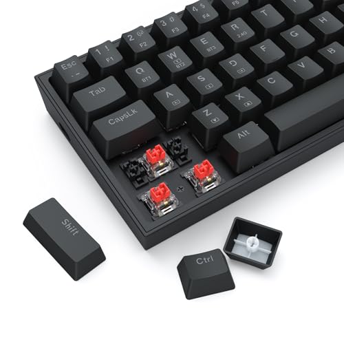 Redragon S144 Gaming Tastatur & Maus Combo, 60% K617 Tri-Mode Wireless RGB Mechanische Tastatur und 7200 DPI Wireless Gaming Maus Bundle, praktischer Geteilte Dongle Bild 5