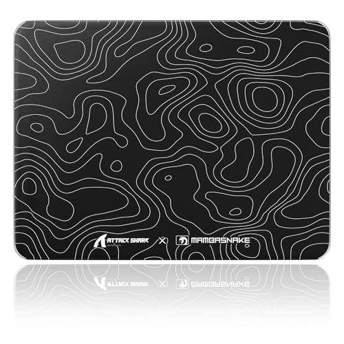 MAMBASNAKE x Attack Shark CM05SE Glass Hard Gaming Mousepad,Nano-Micro-Etched Texture,Smooth Glass Surface,High Accuracy,Fast-Moving,Anti-Scratch, PU Leather Non-Slip Base, Small Size(410×310mm) Bild 1