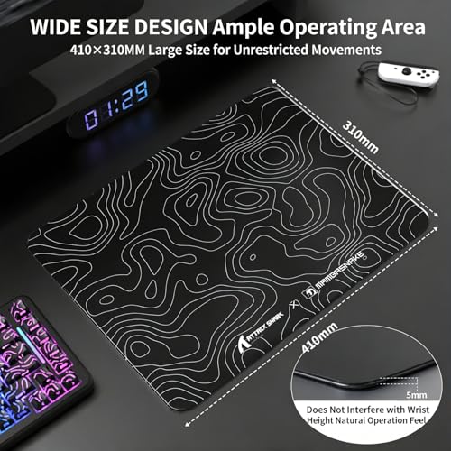 MAMBASNAKE x Attack Shark CM05SE Glass Hard Gaming Mousepad,Nano-Micro-Etched Texture,Smooth Glass Surface,High Accuracy,Fast-Moving,Anti-Scratch, PU Leather Non-Slip Base, Small Size(410×310mm) Bild 4