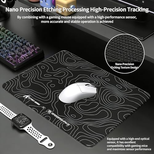 MAMBASNAKE x Attack Shark CM05SE Glass Hard Gaming Mousepad,Nano-Micro-Etched Texture,Smooth Glass Surface,High Accuracy,Fast-Moving,Anti-Scratch, PU Leather Non-Slip Base, Small Size(410×310mm) Bild 5