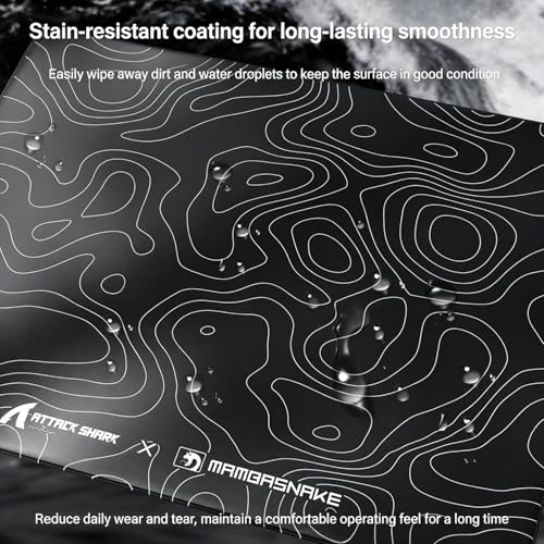 MAMBASNAKE x Attack Shark CM05SE Glass Hard Gaming Mousepad,Nano-Micro-Etched Texture,Smooth Glass Surface,High Accuracy,Fast-Moving,Anti-Scratch, PU Leather Non-Slip Base, Small Size(410×310mm) Bild 6