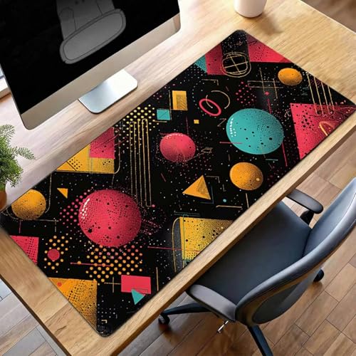Mauspad XXL 1400x600x3mm Gaming Mousepad mit Vernähte Kanten - rutschfest Mouse Pad - für PC mit Glatter Oberfläche Mauspad, Mousepad Schwarz Geometrie, Maus Pad für alle Maustypen PjY10746 J-X Bild 1