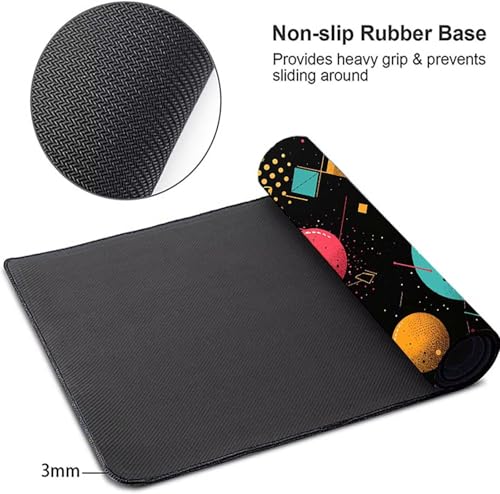 Mauspad XXL 1400x600x3mm Gaming Mousepad mit Vernähte Kanten - rutschfest Mouse Pad - für PC mit Glatter Oberfläche Mauspad, Mousepad Schwarz Geometrie, Maus Pad für alle Maustypen PjY10746 J-X Bild 4