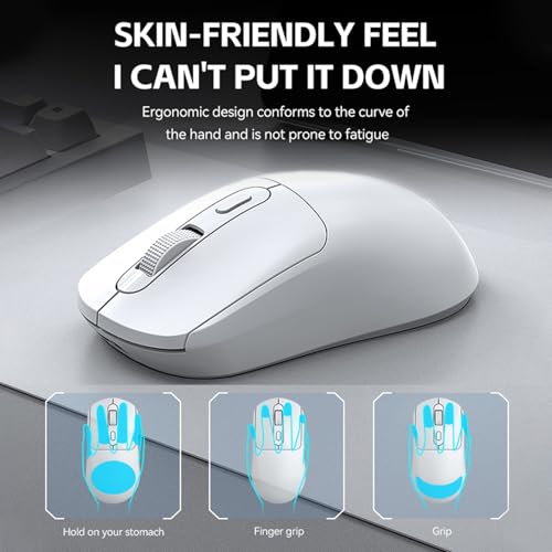 VBESTLIFE Kabellose Gaming-Maus, 2,4 GHz und Bluetooth 5.0 Dual-Mode-Verbindung, 3D-Anti-Rutsch-Design, 800–2400 DPI, für PC und Gaming (White) Bild 3