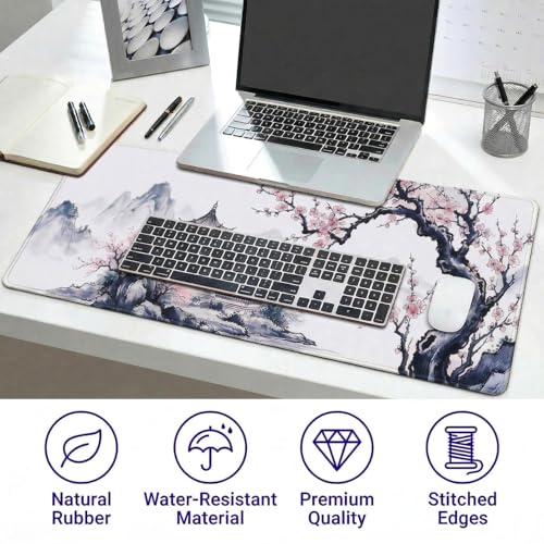Gaming-Mauspad, 80 x 30 cm Schreibtischunterlage, 3 mm dick Mauspad mit doppelt vernähte Kanten, rutschfeste Unterseite Mause Pad für PC Tastatur Laptop Bild 5