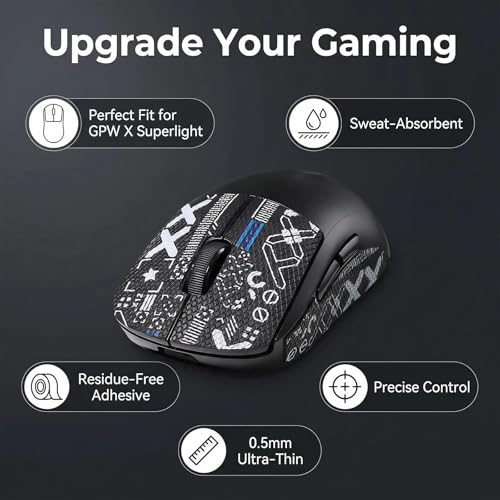 Maus Grifftape Set Kompatibel mit G Pro Wireless X Superlight, Mouse Grip Tape Ultradünn 0.5mm, Nichtrutschig Schweißaufsaugend Selbstklebend, Gaming Zubehör für Stabilere Griffkontrolle Bild 3