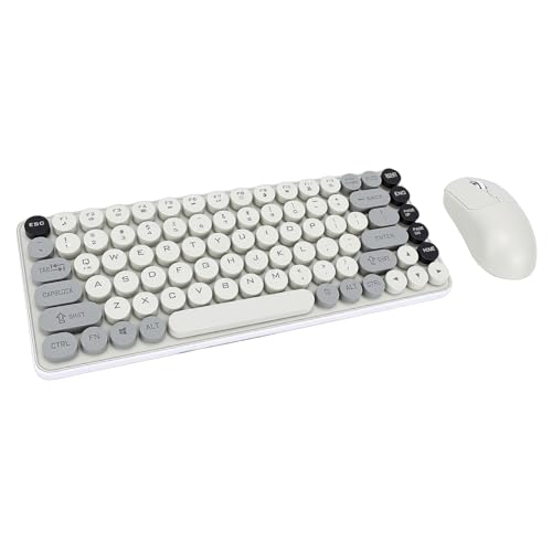 Bewinner Kabellose Tastatur-Maus-Kombination, 2,4 G Bluetooth Dual-Mode-Retro-Tastatur mit Abnehmbaren Runden Tastenkappen, für OS X PC Computer Tippen Gaming Bild 1