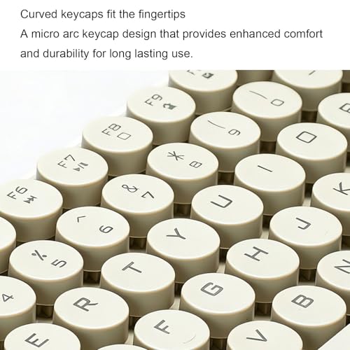 Bewinner Kabellose Tastatur-Maus-Kombination, 2,4 G Bluetooth Dual-Mode-Retro-Tastatur mit Abnehmbaren Runden Tastenkappen, für OS X PC Computer Tippen Gaming Bild 4