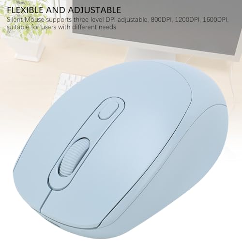 Cryfokt Kabellose Maus, 2 Modi, Wiederaufladbare Bluetooth-Computermaus, Leise Gaming-Maus mit Einstellbaren 800 1200 1600 DPI, für Laptop-Tablet-PC (hellblau) Bild 5