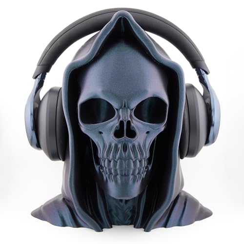 OSAZEE Totenkopf Kopfhörerständer – Skull Headphone Stand Burned Titanium Black | Premium Kopfhörerhalter für Schreibtisch & Gaming Setup | Stabil, Ohrpolster-schonend | Designed in Berlin Bild 1