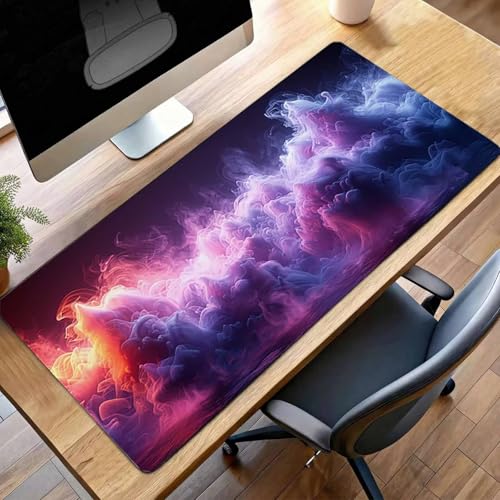 Mauspad XXL 140 x 60cm Gaming Mousepad mit Vernähte Kanten - rutschfest Mouse Pad - für PC mit Glatter Oberfläche Mauspad, Mousepad Lila Abstrakt, Maus Pad für alle Maustypen PjY11200 K-O Bild 1