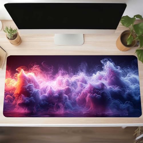 Mauspad XXL 140 x 60cm Gaming Mousepad mit Vernähte Kanten - rutschfest Mouse Pad - für PC mit Glatter Oberfläche Mauspad, Mousepad Lila Abstrakt, Maus Pad für alle Maustypen PjY11200 K-O Bild 2