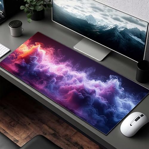 Mauspad XXL 140 x 60cm Gaming Mousepad mit Vernähte Kanten - rutschfest Mouse Pad - für PC mit Glatter Oberfläche Mauspad, Mousepad Lila Abstrakt, Maus Pad für alle Maustypen PjY11200 K-O Bild 3