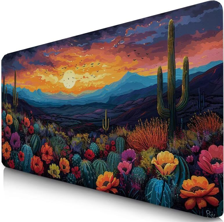 Schreibtischunterlage Wüste Mauspad XXL 150x80cm Mousepad Landschaft Gaming Mauspad mit Nicht rutschender Unterlage, Vernähte Kanten WassXerdicht Anti-Rutsch Maus Pad für PC, MacBook, Laptop F0-677 Bild 1