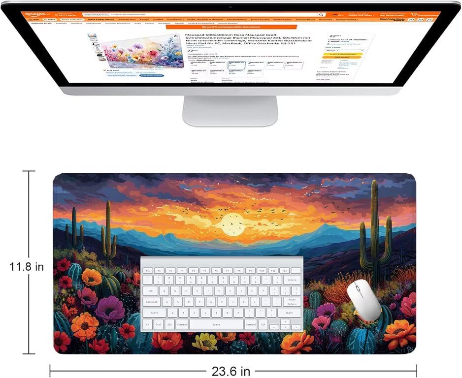 Schreibtischunterlage Wüste Mauspad XXL 150x80cm Mousepad Landschaft Gaming Mauspad mit Nicht rutschender Unterlage, Vernähte Kanten WassXerdicht Anti-Rutsch Maus Pad für PC, MacBook, Laptop F0-677 Bild 2