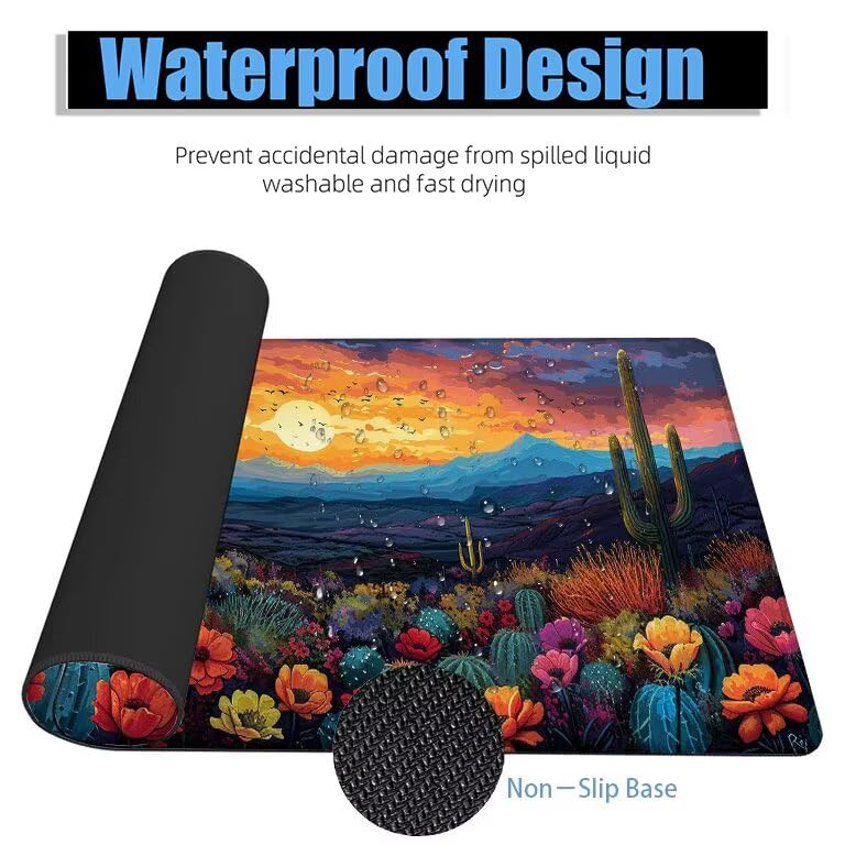 Schreibtischunterlage Wüste Mauspad XXL 150x80cm Mousepad Landschaft Gaming Mauspad mit Nicht rutschender Unterlage, Vernähte Kanten WassXerdicht Anti-Rutsch Maus Pad für PC, MacBook, Laptop F0-677 Bild 4