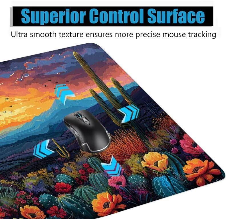Schreibtischunterlage Wüste Mauspad XXL 150x80cm Mousepad Landschaft Gaming Mauspad mit Nicht rutschender Unterlage, Vernähte Kanten WassXerdicht Anti-Rutsch Maus Pad für PC, MacBook, Laptop F0-677 Bild 5