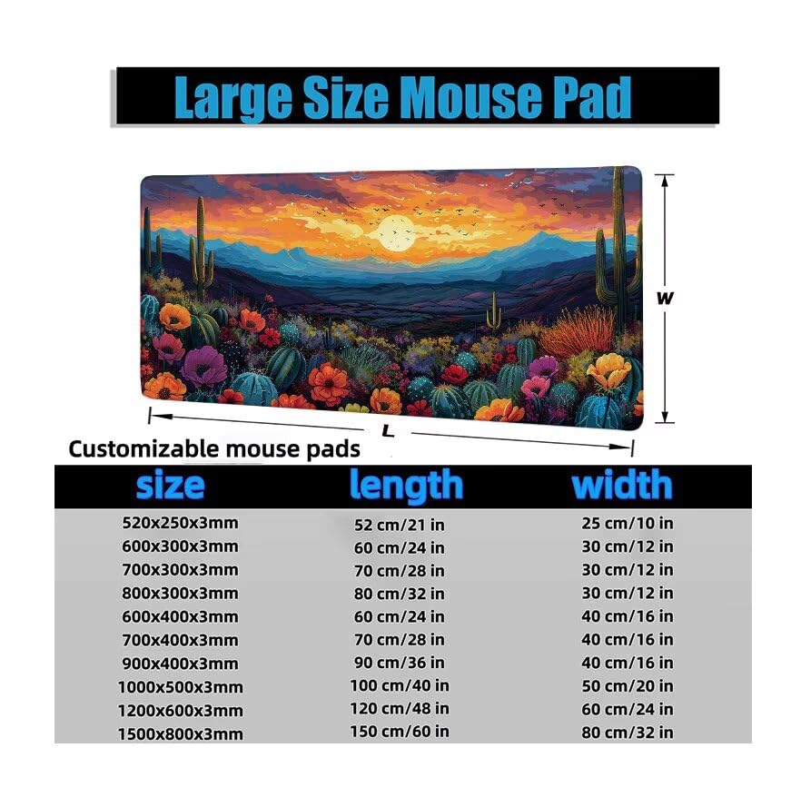 Schreibtischunterlage Wüste Mauspad XXL 150x80cm Mousepad Landschaft Gaming Mauspad mit Nicht rutschender Unterlage, Vernähte Kanten WassXerdicht Anti-Rutsch Maus Pad für PC, MacBook, Laptop F0-677 Bild 6