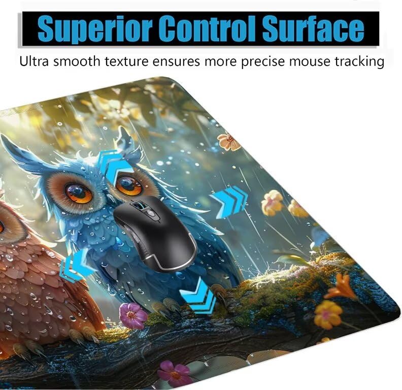 Schreibtischunterlage Niedlich Mauspad XXL 150x80cm Mousepad Eule Gaming Mauspad mit Nicht rutschender Unterlage, Vernähte Kanten WassXerdicht Anti-Rutsch Maus Pad für PC, Office Geschenke F0-683 Bild 5