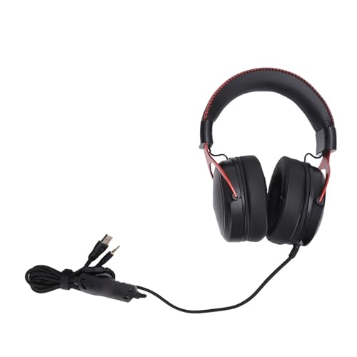 Bewinner Kabelgebundenes Gaming-Headset, Flexible PC-RGB-Rauschunterdrückung, Over-Ear-Kopfhörer für Teamkämpfe und EIN Beeindruckendes Spielerlebnis (Schwarz Rot) Bild 3