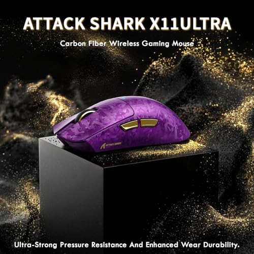 ATTACK SHARK X11 Ultra Kabellose Gaming-Maus mit C06 Ultra LED-Kabel, Carbonfaser-Verbundgehäuse, 54L15 MCU, PAW3950MAX, 8000Hz, BT/2.4G/Wired, bis zu 42000 DPI Bild 2