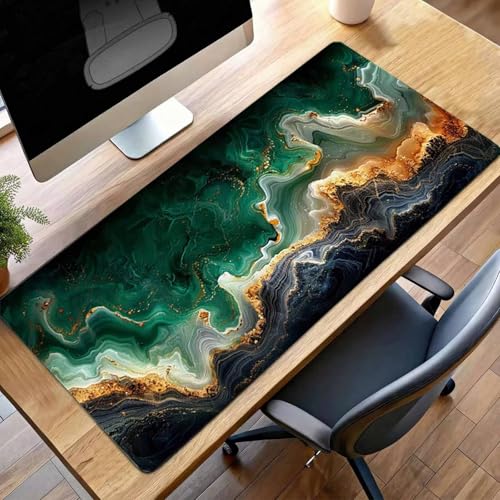 Mauspad XXL 1400x600x3mm Gaming Mousepad mit Vernähte Kanten - rutschfest Mouse Pad - für PC mit Glatter Oberfläche Mauspad, Mousepad Abstrakt Grün, Maus Pad für alle Maustypen PjY11726 2-1 Bild 1