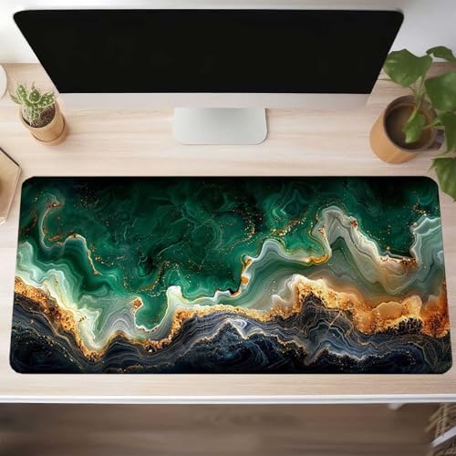 Mauspad XXL 1400x600x3mm Gaming Mousepad mit Vernähte Kanten - rutschfest Mouse Pad - für PC mit Glatter Oberfläche Mauspad, Mousepad Abstrakt Grün, Maus Pad für alle Maustypen PjY11726 2-1 Bild 2