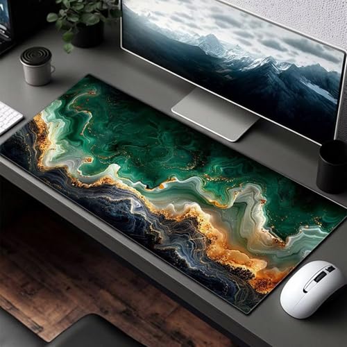 Mauspad XXL 1400x600x3mm Gaming Mousepad mit Vernähte Kanten - rutschfest Mouse Pad - für PC mit Glatter Oberfläche Mauspad, Mousepad Abstrakt Grün, Maus Pad für alle Maustypen PjY11726 2-1 Bild 3