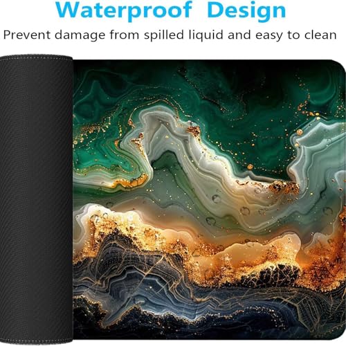 Mauspad XXL 1400x600x3mm Gaming Mousepad mit Vernähte Kanten - rutschfest Mouse Pad - für PC mit Glatter Oberfläche Mauspad, Mousepad Abstrakt Grün, Maus Pad für alle Maustypen PjY11726 2-1 Bild 5