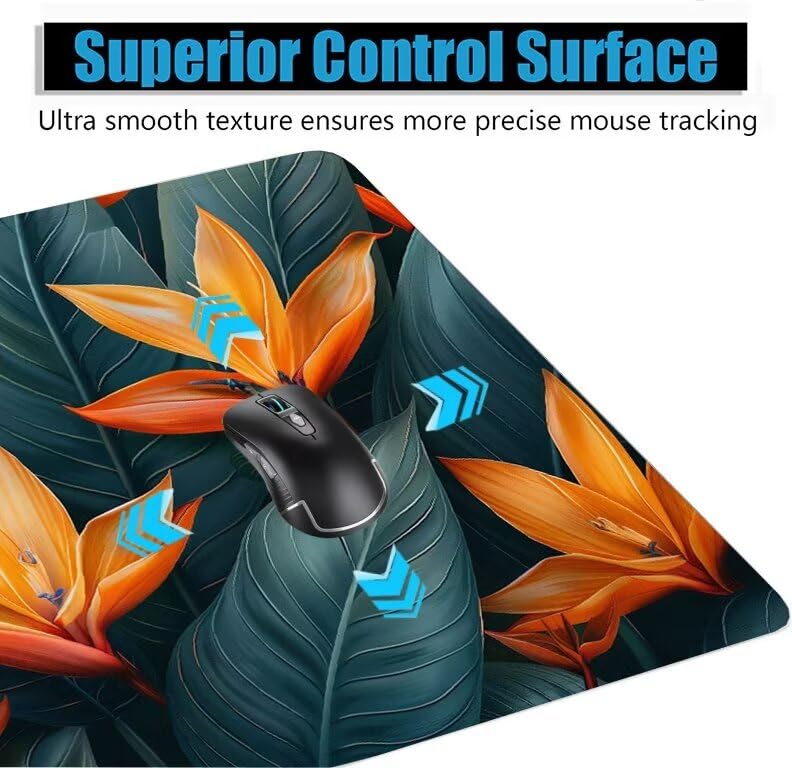 Schreibtischunterlage Blätter Mauspad XXL 150x80cm Mousepad Anlage Gaming Mauspad mit Nicht rutschender Unterlage, Vernähte Kanten WassXerdicht Anti-Rutsch Maus Pad für PC, Office Geschenke F0-692 Bild 5