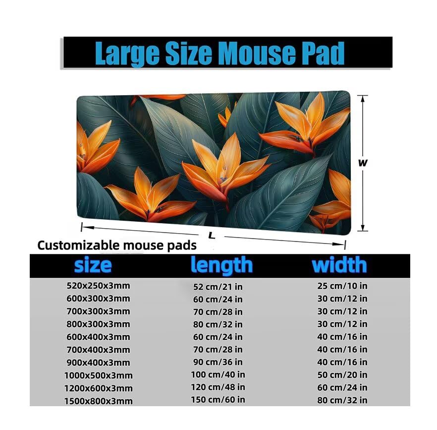 Schreibtischunterlage Blätter Mauspad XXL 150x80cm Mousepad Anlage Gaming Mauspad mit Nicht rutschender Unterlage, Vernähte Kanten WassXerdicht Anti-Rutsch Maus Pad für PC, Office Geschenke F0-692 Bild 6