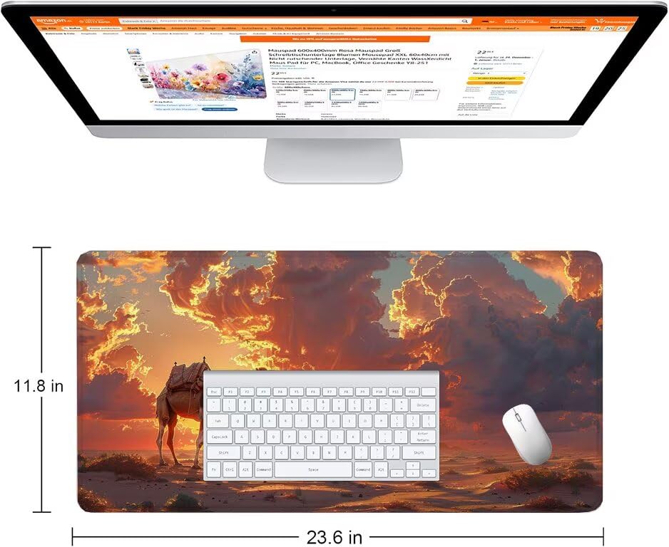 Schreibtischunterlage Tiere Mauspad XXL 150x80cm Mousepad Kamel Gaming Mauspad mit Nicht rutschender Unterlage, Vernähte Kanten WassXerdicht Anti-Rutsch Maus Pad für Laptop, Office Geschenke F0-707 Bild 2