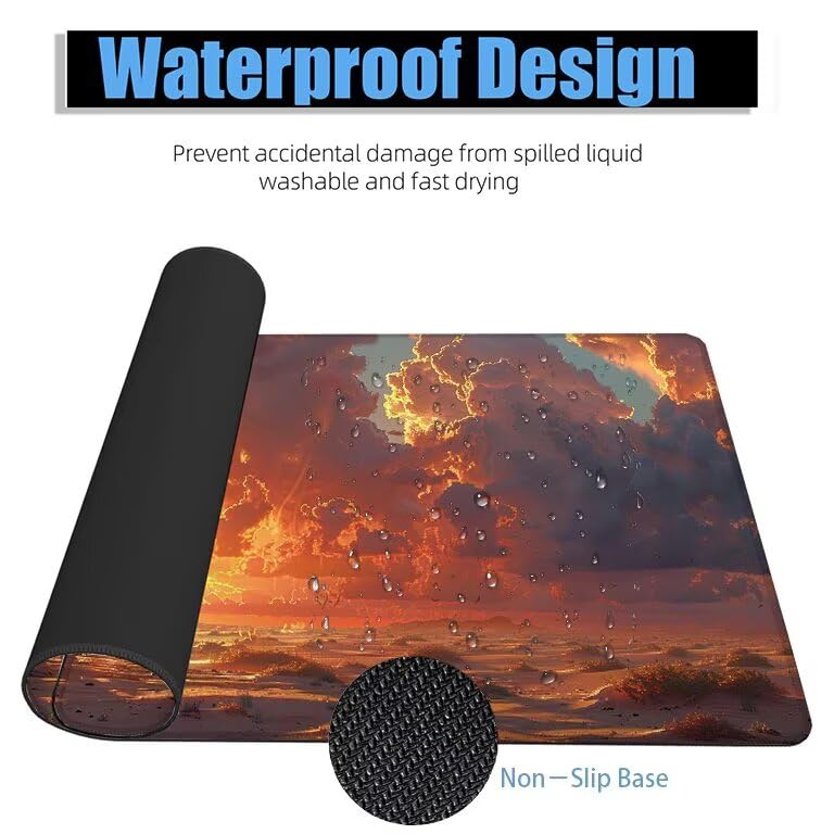 Schreibtischunterlage Tiere Mauspad XXL 150x80cm Mousepad Kamel Gaming Mauspad mit Nicht rutschender Unterlage, Vernähte Kanten WassXerdicht Anti-Rutsch Maus Pad für Laptop, Office Geschenke F0-707 Bild 4