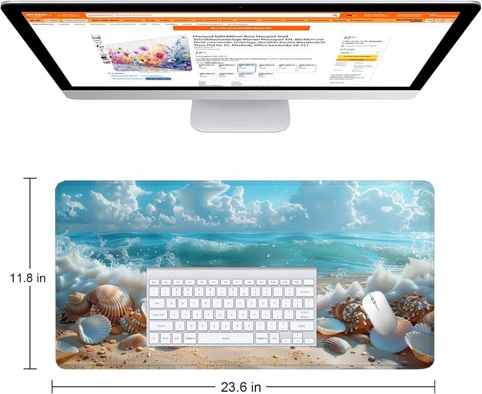 Schreibtischunterlage Strand Mauspad XXL 150x80cm Mousepad Hülse Gaming Mauspad mit Nicht rutschender Unterlage, Vernähte Kanten WassXerdicht Anti-Rutsch Maus Pad für Laptop, Office Geschenke F0-701 Bild 2