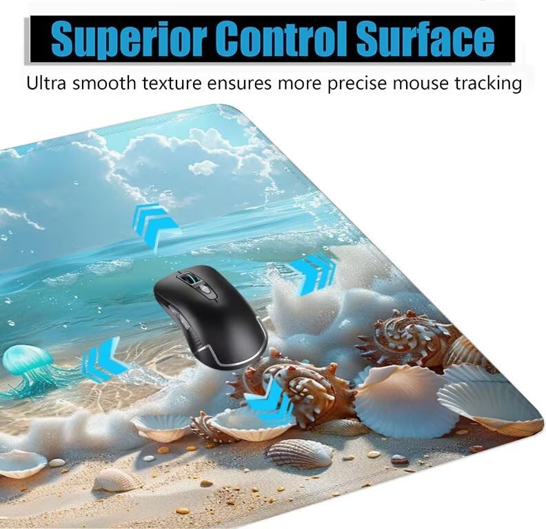 Schreibtischunterlage Strand Mauspad XXL 150x80cm Mousepad Hülse Gaming Mauspad mit Nicht rutschender Unterlage, Vernähte Kanten WassXerdicht Anti-Rutsch Maus Pad für Laptop, Office Geschenke F0-701 Bild 5