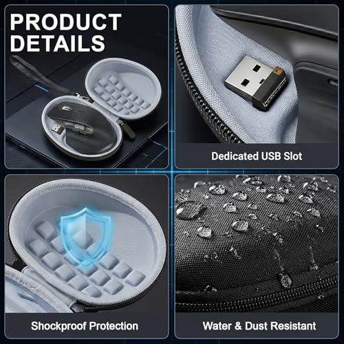 Aufbewahrungstasche für kabellose Bluetooth-Maus, Hartschutzhülle kompatibel mit MX Master 3S/3/2S Performance Maus, Eva-Material, mit Handgurt tragbare Ausführung, Digitale Gaming-Box Bild 3