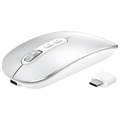 PINKCAT Maus Kabellose USB C, Wiederaufladbare Dual-Modus Mouse(Bluetooth5.1+USB C), Leise Bluetooth Maus,Wireless Mouse, Ergonomische Leise Funkmaus Für MacBook Air/Pro iPad Mac Laptop PC Computer Bild 1
