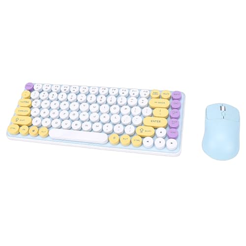 Diyeeni Kabelloses Tastatur-Maus-Set, 85 Tasten, Retro-Bluetooth, 2,4 GHz, 2 Modi, Lebendiges Mehrfarbiges Design, mit Abnehmbaren Runden Tastenkappen, für PC-Computer-Gaming-Eingabe Bild 1