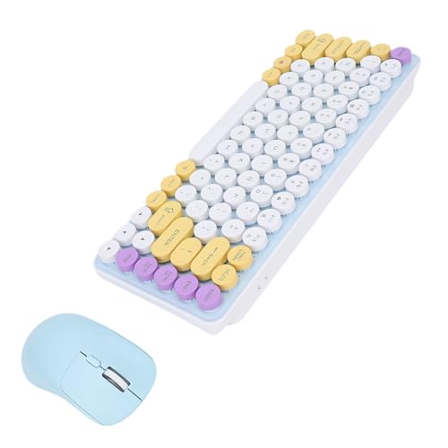 Diyeeni Kabelloses Tastatur-Maus-Set, 85 Tasten, Retro-Bluetooth, 2,4 GHz, 2 Modi, Lebendiges Mehrfarbiges Design, mit Abnehmbaren Runden Tastenkappen, für PC-Computer-Gaming-Eingabe Bild 6