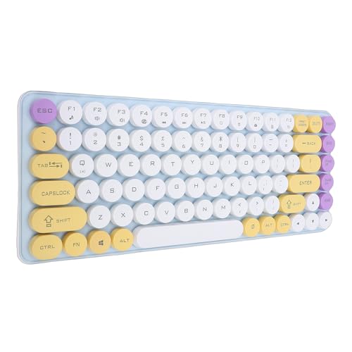 Diyeeni Kabelloses Tastatur-Maus-Set, 85 Tasten, Retro-Bluetooth, 2,4 GHz, 2 Modi, Lebendiges Mehrfarbiges Design, mit Abnehmbaren Runden Tastenkappen, für PC-Computer-Gaming-Eingabe Bild 7