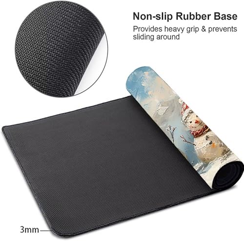 Mauspad XXL 140 x 60cm Gaming Mousepad mit Vernähte Kanten - rutschfest Mouse Pad - für PC mit Glatter Oberfläche Mauspad, Mousepad Rot Schneemann, Maus Pad für alle Maustypen PjY12352 7-Y Bild 4